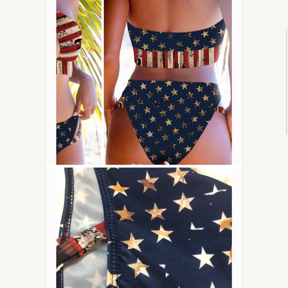 NWT Bellelily‎ Stars and Stripes Patriot Bikini Set Size Small - Picture 3 of 6